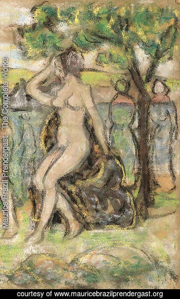 Nude Woman Seated on a Rock