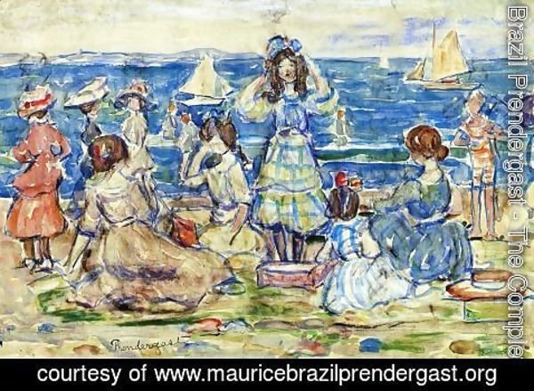 Maurice Brazil Prendergast - Beach Scene With Boats