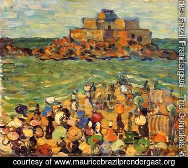 Maurice Brazil Prendergast - Chateaubriands Tomb  St Malo Aka St Malo   Chateaubriands Tomb