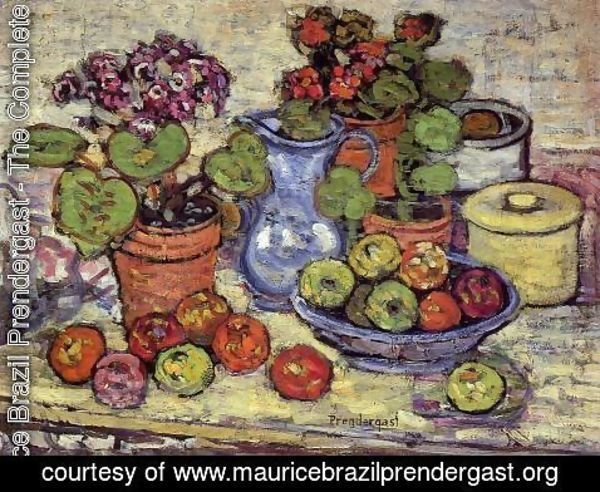 Maurice Brazil Prendergast - Cinerarias And Fruit