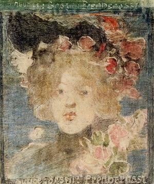 Maurice Brazil Prendergast - Head Of A Girl (with Roses)