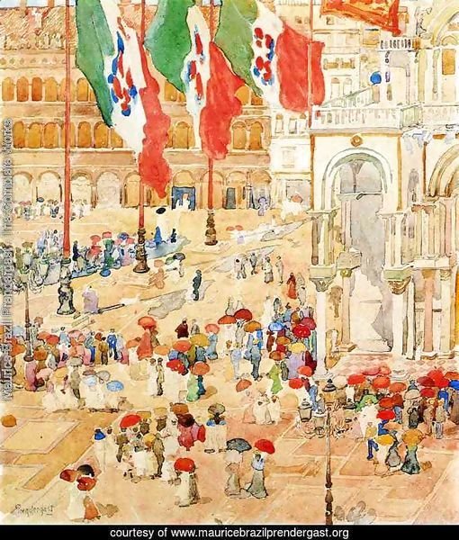Piazza Of St  Marks Aka The Piazza  Flags  Venice
