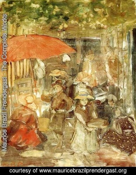 Maurice Brazil Prendergast - Picnic With Red Umbrella