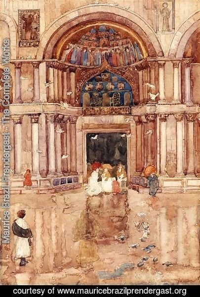 Maurice Brazil Prendergast - The Porch With The Old Mosaics  St  Marks  Venice