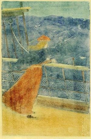 Maurice Brazil Prendergast - Woman On Ship Deck  Looking Out To Sea Aka Girl At Ships Rail