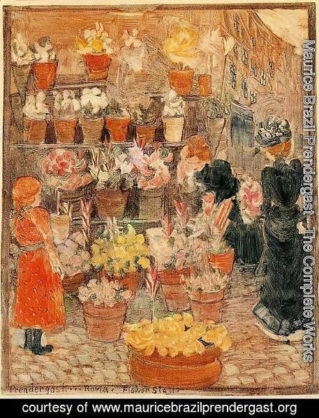 Maurice Brazil Prendergast - Roma, Flower Stall (also known as Flower Stall or Roman Flower Stall)