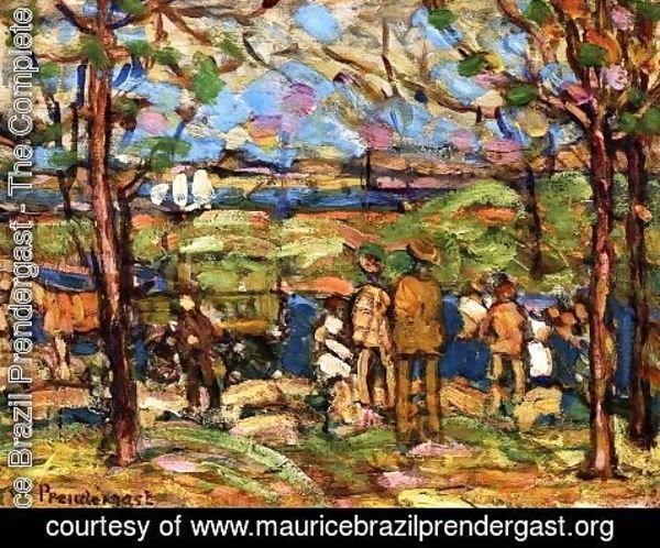 Maurice Brazil Prendergast - Squanton (also known as Men in Park with a Wagon, Squanton)