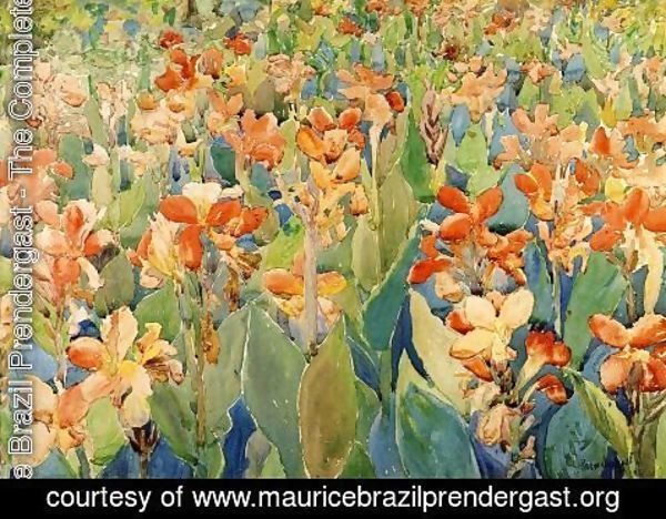 Maurice Brazil Prendergast - Bed Of Flowers Aka Cannas Or The Garden