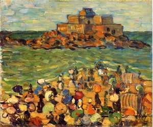 Maurice Brazil Prendergast - Chateaubriands Tomb  St Malo Aka St Malo   Chateaubriands Tomb