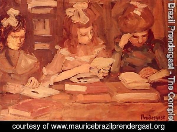 Maurice Brazil Prendergast - In The Library Aka Three School Girls