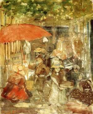 Maurice Brazil Prendergast - Picnic With Red Umbrella