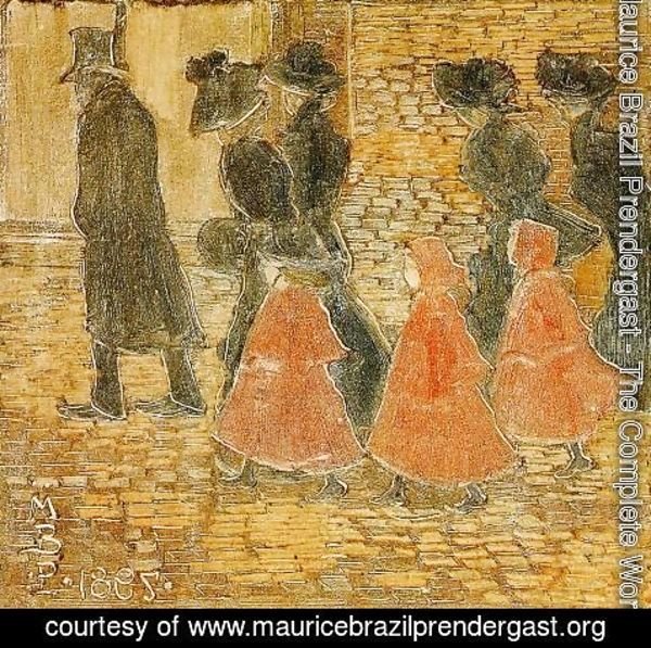 Maurice Brazil Prendergast - Three Little Girls In Red