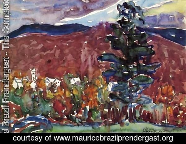 Maurice Brazil Prendergast - Village Against Purple Mountain