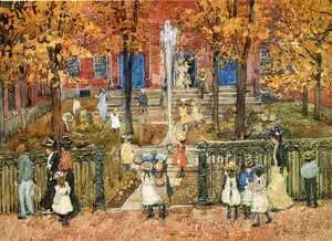 Maurice Brazil Prendergast - West Church  Boston Aka Red School House  Boston Or West Church At Cambridge And Lynde Streets